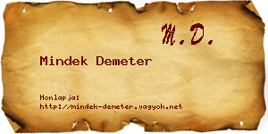 Mindek Demeter névjegykártya